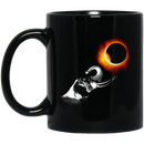 Elephant Coffee Mug Elephant Watching Eclipse Moon Over The Sun Dark Night Elephant Gift 11oz - 15oz Black Mug CustomCat