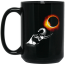 Elephant Coffee Mug Elephant Watching Eclipse Moon Over The Sun Dark Night Elephant Gift 11oz - 15oz Black Mug CustomCat