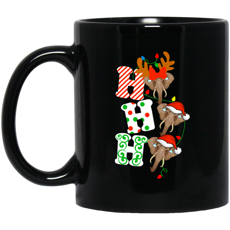 Elephant Coffee Mug Ho Ho Ho Elephant Christmas 11oz - 15oz Black Mug CustomCat