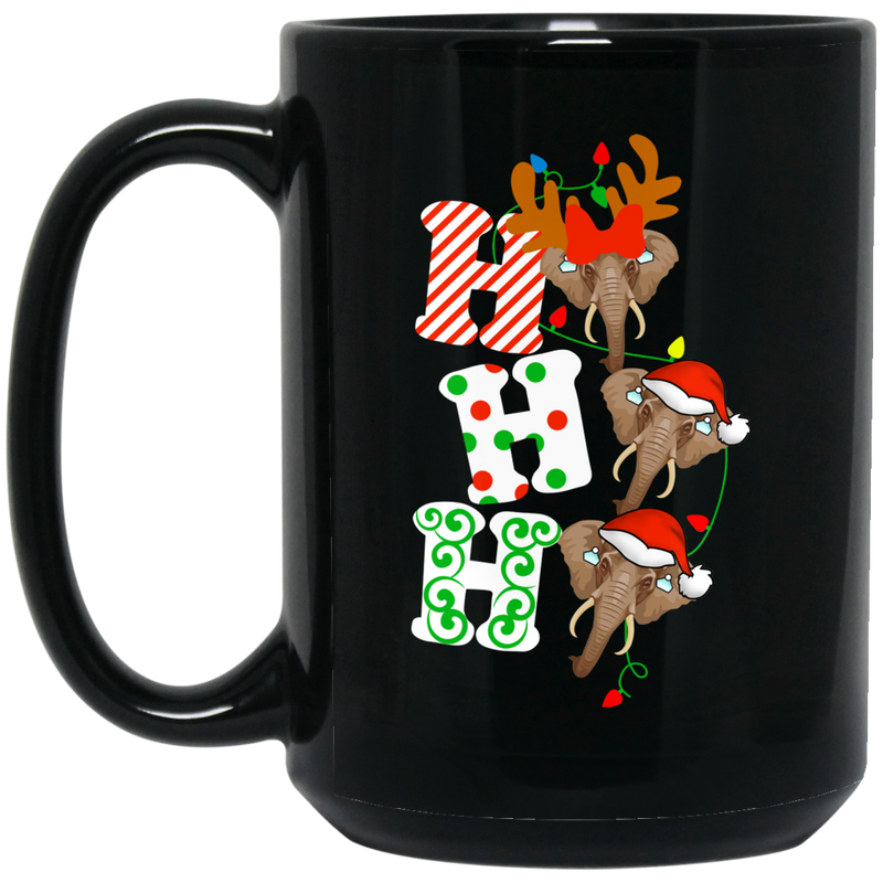 Elephant Coffee Mug Ho Ho Ho Elephant Christmas 11oz - 15oz Black Mug CustomCat