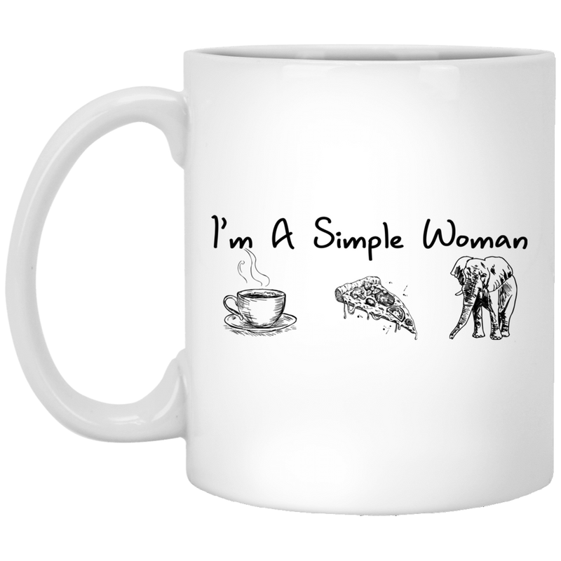 Elephant Coffee Mug I'm A Simple Woman Coffee Cup Pizza Elephant Gift For Girl 11oz - 15oz White Mug CustomCat