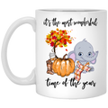 Elephant Coffee Mug It's The Most Wonderful Time Of The Year Elephant Halloween 11oz - 15oz White Mug CustomCat