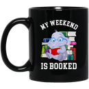 Elephant Coffee Mug My Weekend Is Booked Cute Elephant Reading Book Glasses Gift 11oz - 15oz Black Mug CustomCat