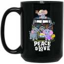 Elephant Coffee Mug Peace Love Elephant 11oz - 15oz Black Mug CustomCat