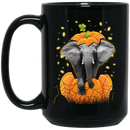 Elephant Coffee Mug Pumpkin Elephant Halloween 11oz - 15oz Black Mug CustomCat