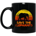 Elephant Coffee Mug Save The Elephants Vintage 11oz - 15oz Black Mug CustomCat