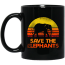 Elephant Coffee Mug Save The Elephants Vintage 11oz - 15oz Black Mug CustomCat