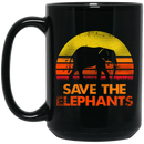 Elephant Coffee Mug Save The Elephants Vintage 11oz - 15oz Black Mug CustomCat