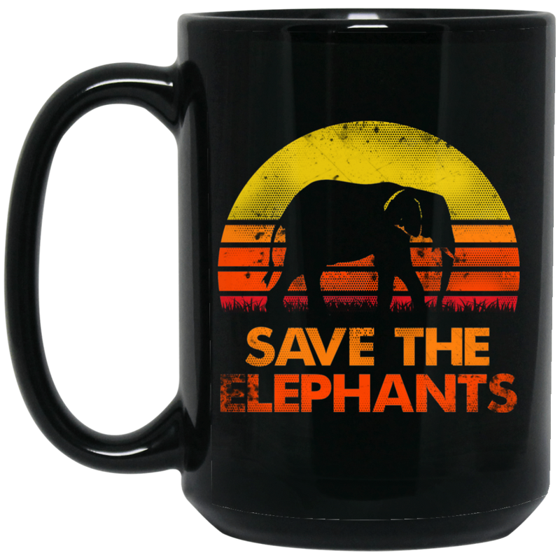Elephant Coffee Mug Save The Elephants Vintage 11oz - 15oz Black Mug CustomCat