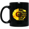 Elephant Coffee Mug Sunflowers Elephants I Just Really Love Elephants 11oz - 15oz Black Mug CustomCat