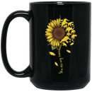 Elephant Coffee Mug You Are My Sunshine Sunflowers Elephants 11oz - 15oz Black Mug CustomCat