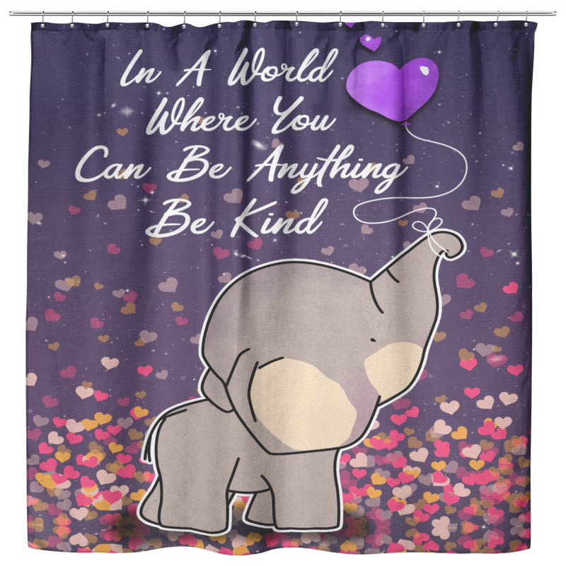 Elephant Shower Curtains In A World Where You Can Be Anything Be Kind Elephant Bathroom Decor