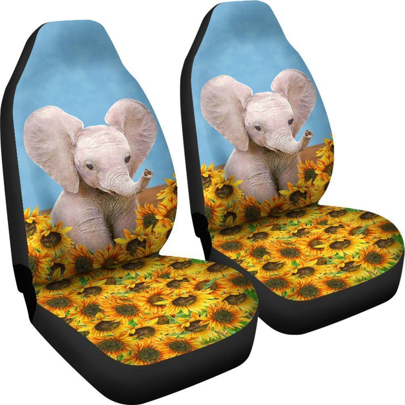 Elephant Sunflower Car Seat Cover Seat Set Of 2