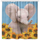 Elephant Sunflower Shower Curtains For Bathroom Decor