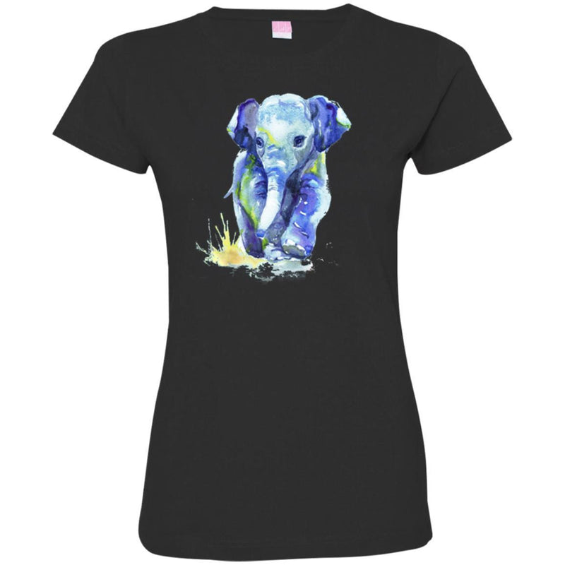 Elephant T-Shirt Baby Elephant Walking On Water Cute Elephant Walk Gift Tee Shirt CustomCat