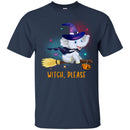 Elephant T-Shirt Baby Witch Elephant Flying Please Riding Broom Pumpkin Halloween Gift Tee Shirt CustomCat