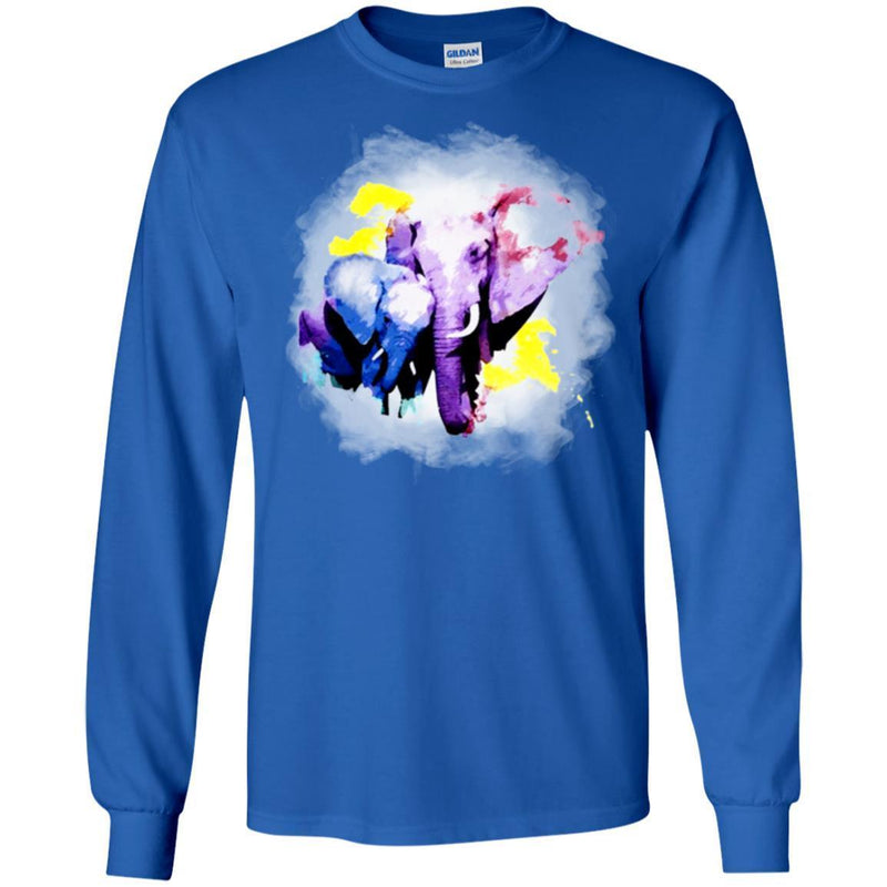 Elephant T-Shirt Colorful Elephant Baby Drawing Hawaiian Expression Tees Colorful Graphic Tee Shirt CustomCat