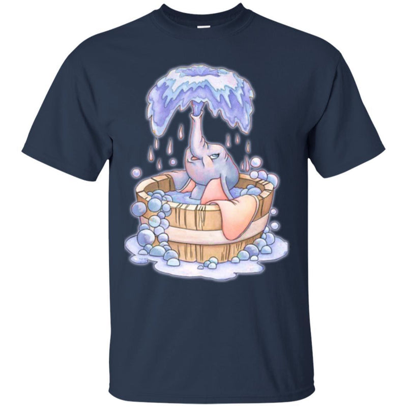 Elephant T-Shirt Cute Baby Elephant Bathing Enjoy Elephant In Bathtub Spraying Water Tee Shirt CustomCat