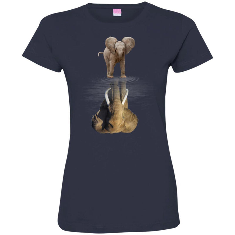 Elephant T-Shirt Elephant Baby Elephant Mature Elephant Water Surface Mammoth Fiction Tee Shirt CustomCat