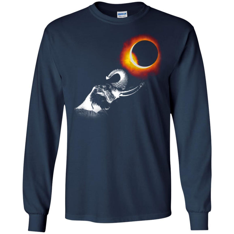 Elephant T-Shirt Elephant Watching Eclipse Moon Over The Sun Dark Night Elephant Gift Tee Shirt CustomCat
