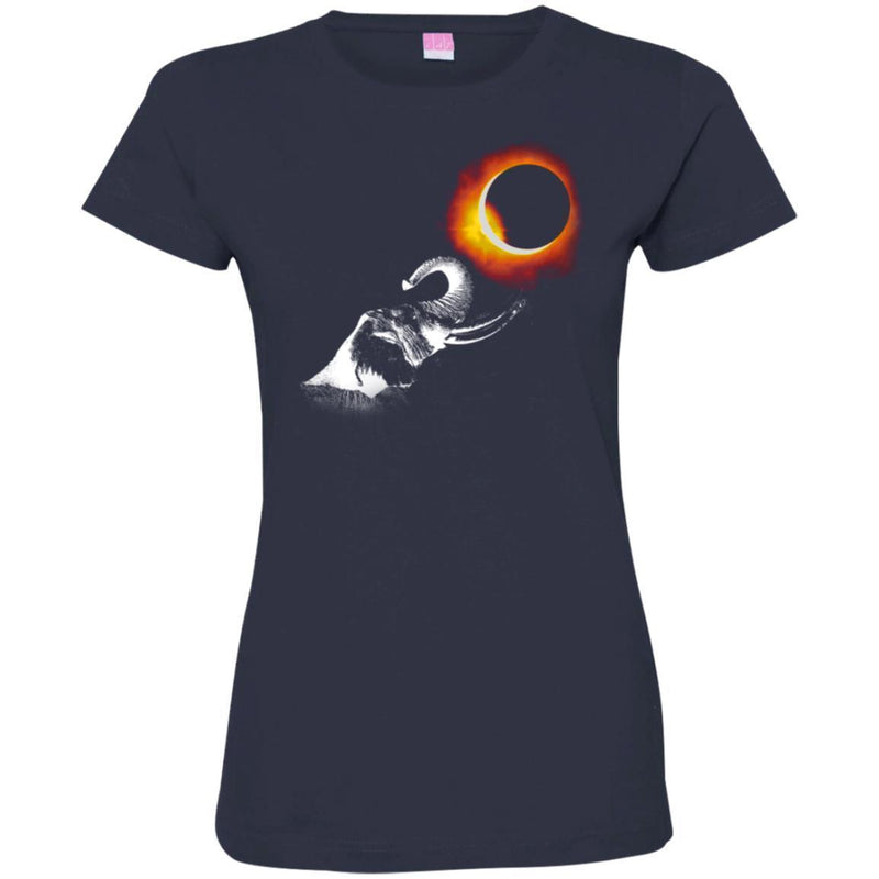 Elephant T-Shirt Elephant Watching Eclipse Moon Over The Sun Dark Night Elephant Gift Tee Shirt CustomCat