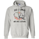 Elephant T-Shirt Just A Woman Who Loves Elephants Female Elephant Flower Elephant Head Tee Shirt CustomCat