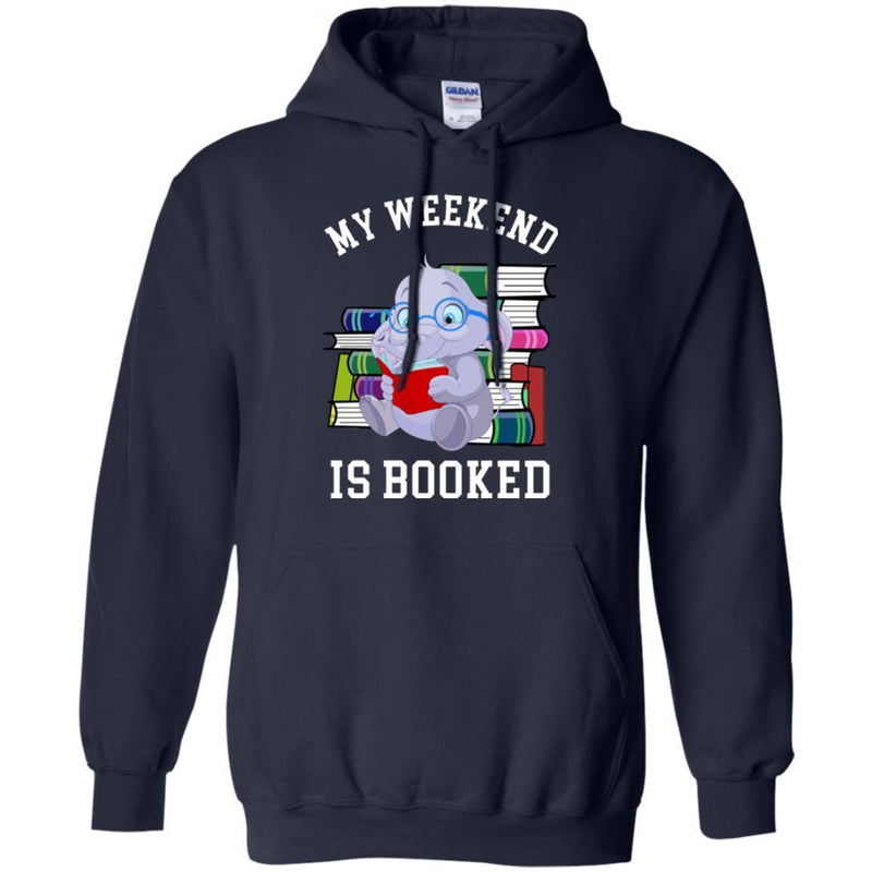 Elephant T-Shirt My Weekend Is Booked Cute Elephant Reading Book Glasses Gift Tee Shirt CustomCat