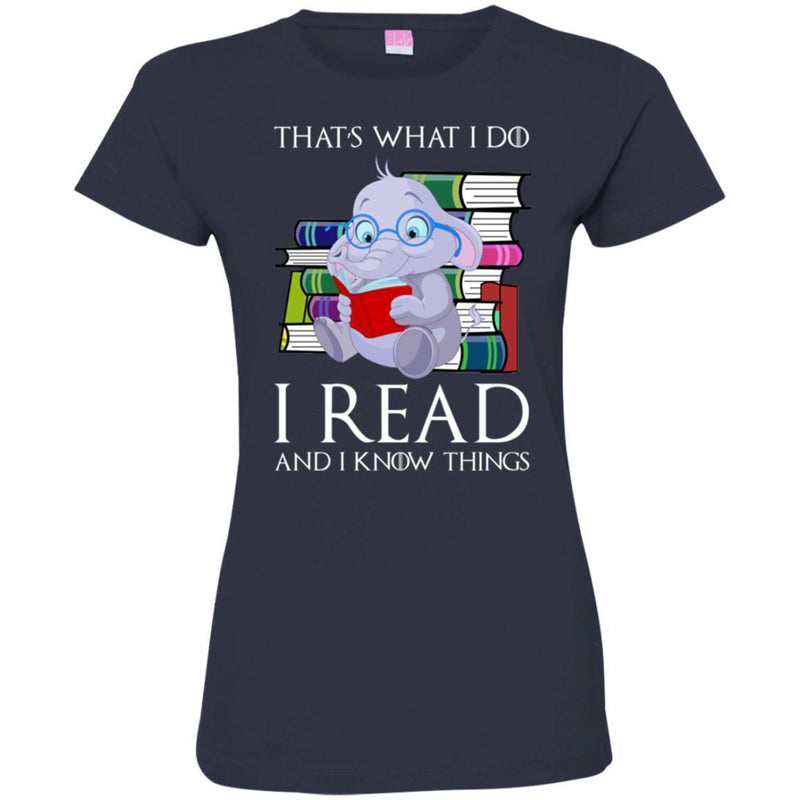 Elephant T-Shirt That's What I Do I Read And I Know Things Cute Baby Elephant Gift Tee Shirt CustomCat