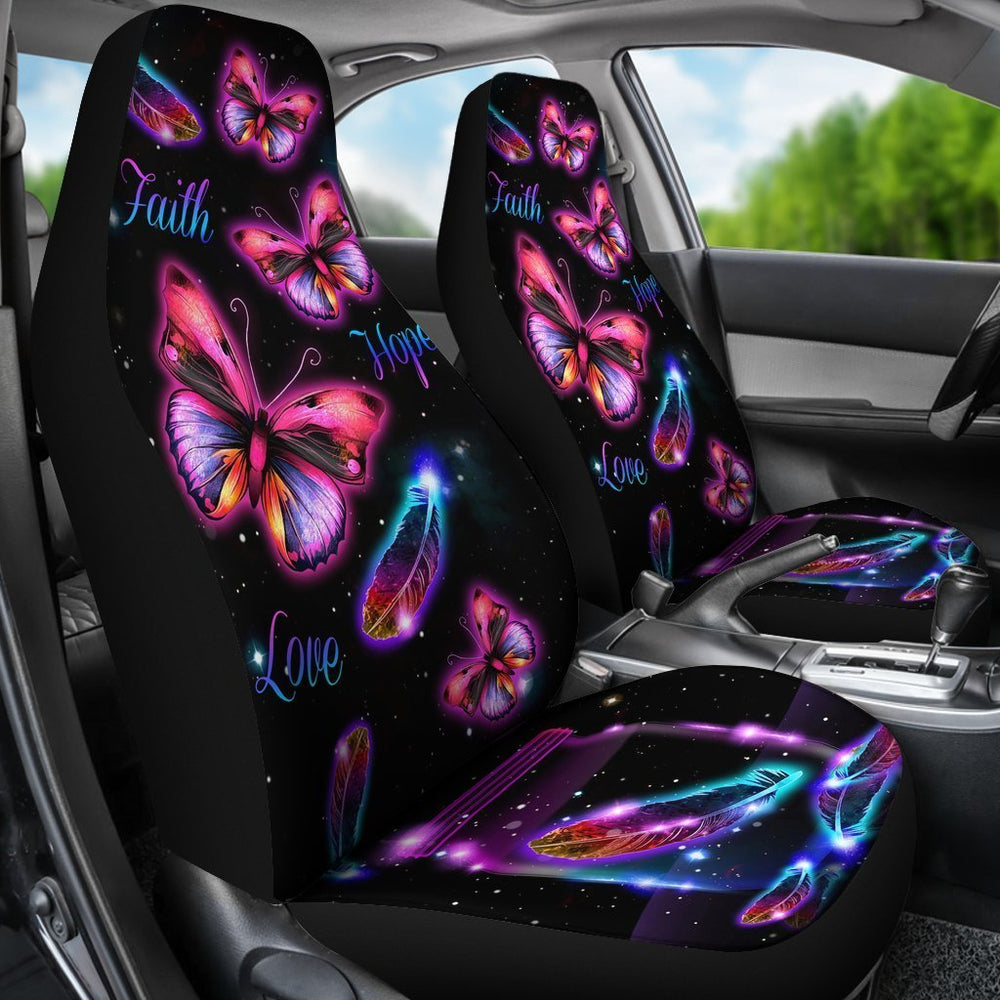 butterfly car seat and stroller set Faith Hope Love Butterfly In Dark Car Seat Covers (Set of 2)