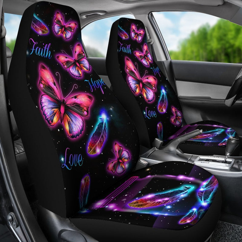 Faith Hope Love Butterfly In Dark Car Seat Covers (Set of 2) interestprint