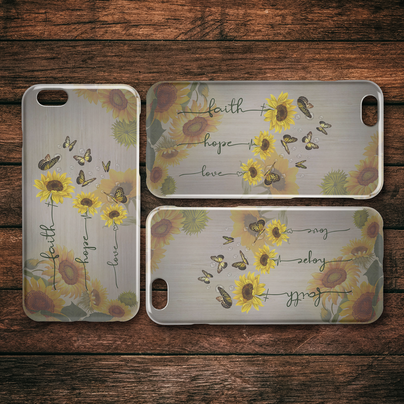 Faith Hope Love Butterfly Sunflower iPhone Case teelaunch