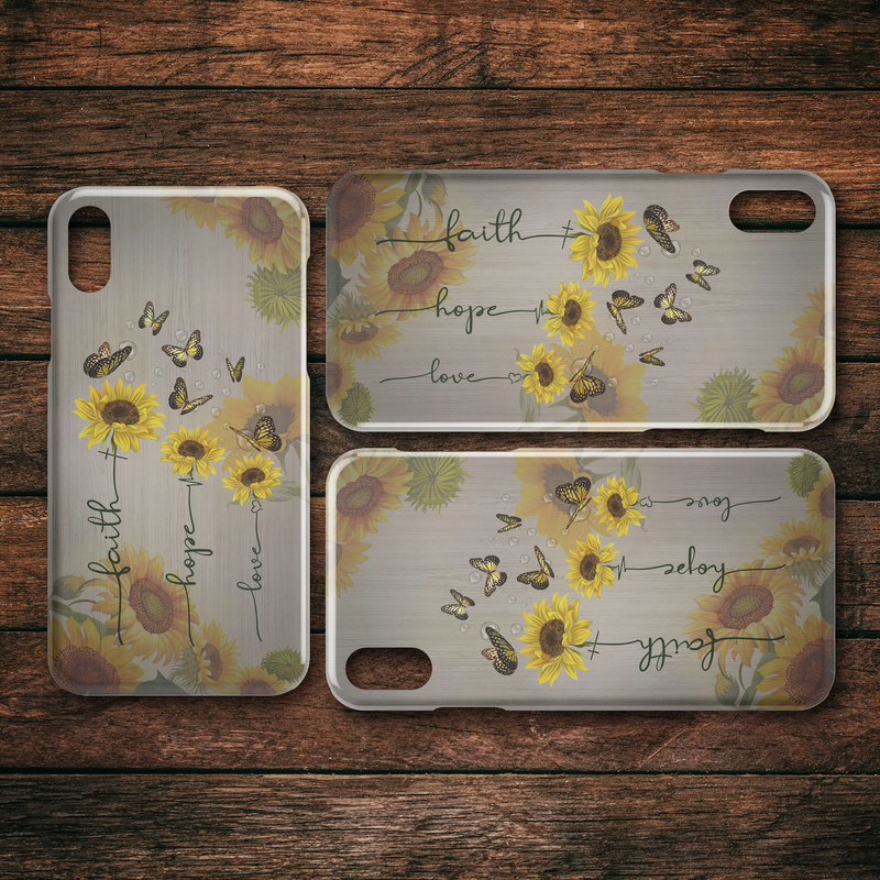 Faith Hope Love Butterfly Sunflower iPhone Case teelaunch