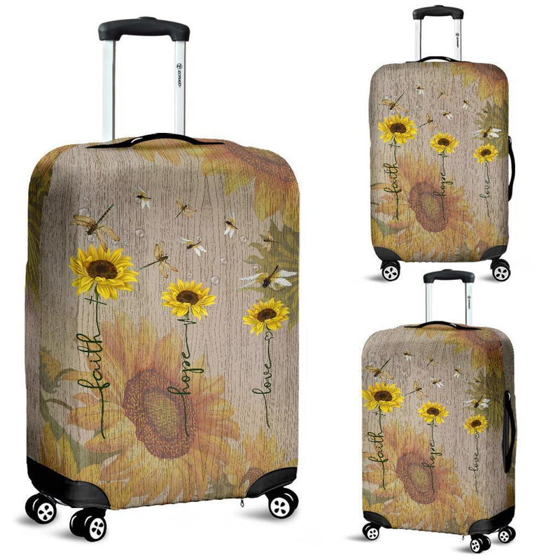Faith Hope Love Dragonflies Luggage Cover interestprint