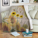 Faith Love Hope Dragonflies Sunflower Fleece Blanket interestprint