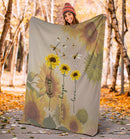 Faith Love Hope Dragonflies Sunflower Fleece Blanket interestprint