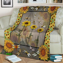 Faith Love Hope Dragonflies Sunflower Fleece Blanket interestprint