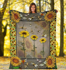 Faith Love Hope Dragonflies Sunflower Fleece Blanket interestprint