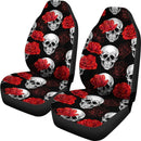 Fascinated Skull Hide Under Red Rose Car Seat Covers (Set Of 2)