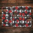 Fascinated Skull Hide Under Red Rose Skull iPhone Case