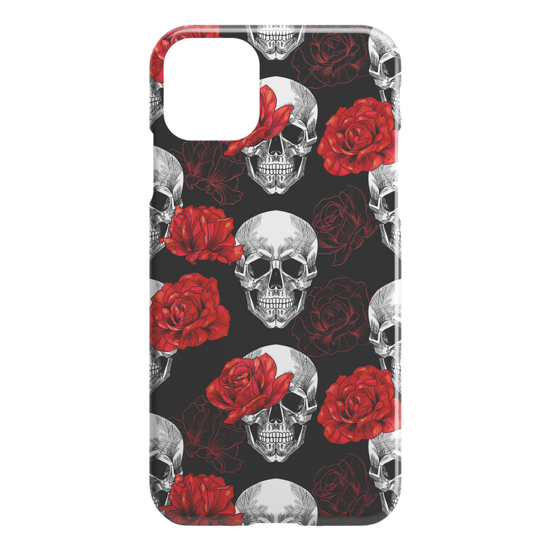 Fascinated Skull Hide Under Red Rose Skull iPhone Case