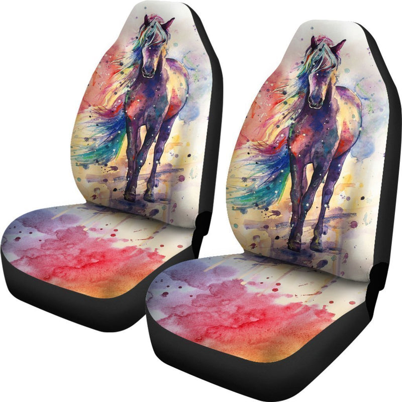 Fascinated Watercolor Riding Horse Car Seat Covers (Set Of 2)
