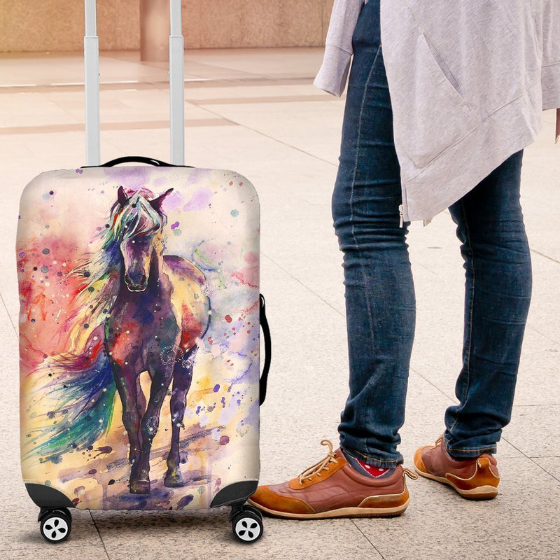 Fascinated Watercolor Riding Horse Luggage Cover interestprint
