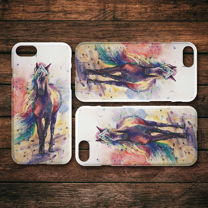 Fascinated Watercolor Runing Horse iPhone Case