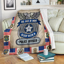 Feel Safe At Night Sleep With A Police Officer Fleece Blanket interestprint
