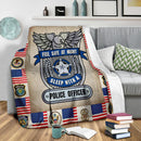 Feel Safe At Night Sleep With A Police Officer Fleece Blanket interestprint
