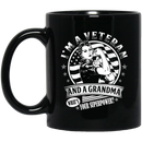 Female Veteran Coffee Mug I Am A Veteran And A Grandma What's Your Superpower? Grandma Vets 11oz - 15oz Black Mug CustomCat