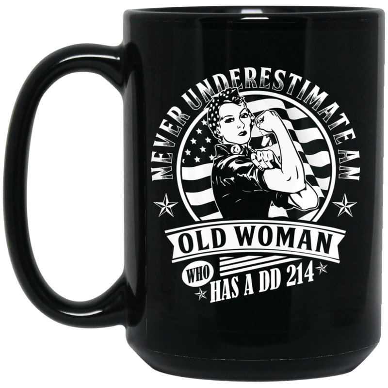 Female Veteran Coffee Mug Never Underestimate A Woman Who Has A DD 214 11oz - 15oz Black Mug CustomCat