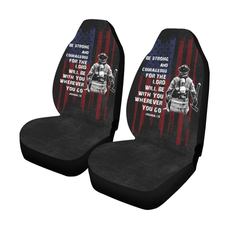 Be Strong And Courageous For The Lord Firefighter Car Seat Covers (Set of 2)