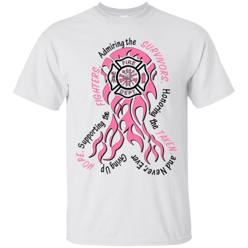 Firefighter Breast Cancer Awareness Pink Ribbon Gift Female Tee Shirt CustomCat