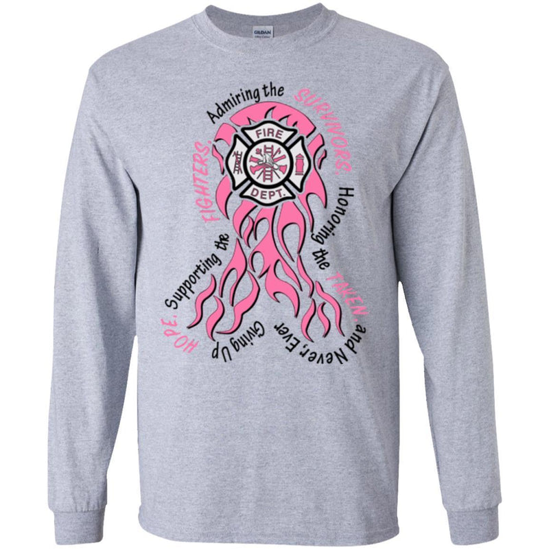 Firefighter Breast Cancer Awareness Pink Ribbon Gift Female Tee Shirt CustomCat